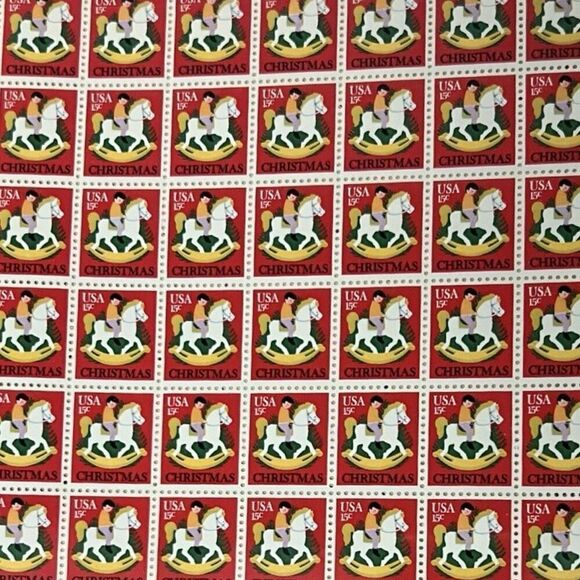 MNH 1978 Scott #1769 Hobby Horse Christmas 15 Cent Stamp Sheet of 100 Stamps - Picture 1 of 2